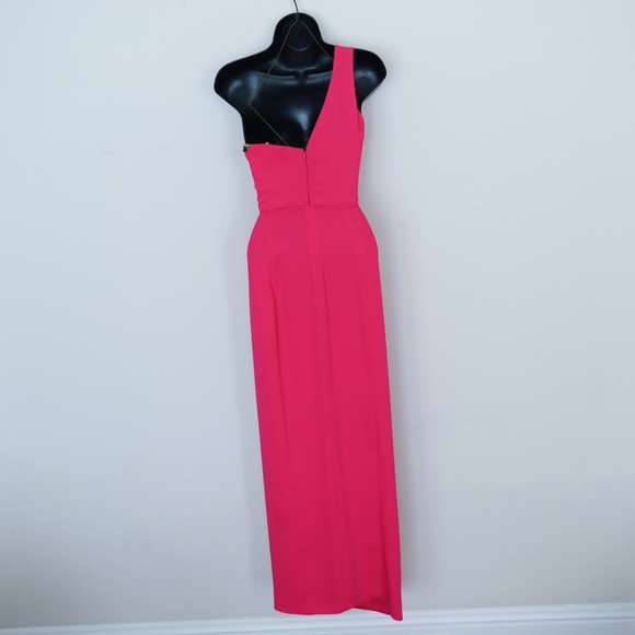 NWT - MARCHESA NOTTE Magenta One-Shoulder Formal Dress with Beaded Top, size 2 - Picture 7 of 8